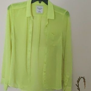 American Eagle Outfitters Tops - American Eagle Outfitters Sheer Neon Blouse EUC American Eagle Outfitters Tops - American Eagle Outfitters Sheer Neon Blouse EUC